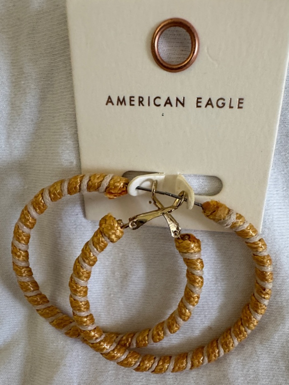 American Eagle Outfitters Gold and Cream Twisted Hoop Earrings